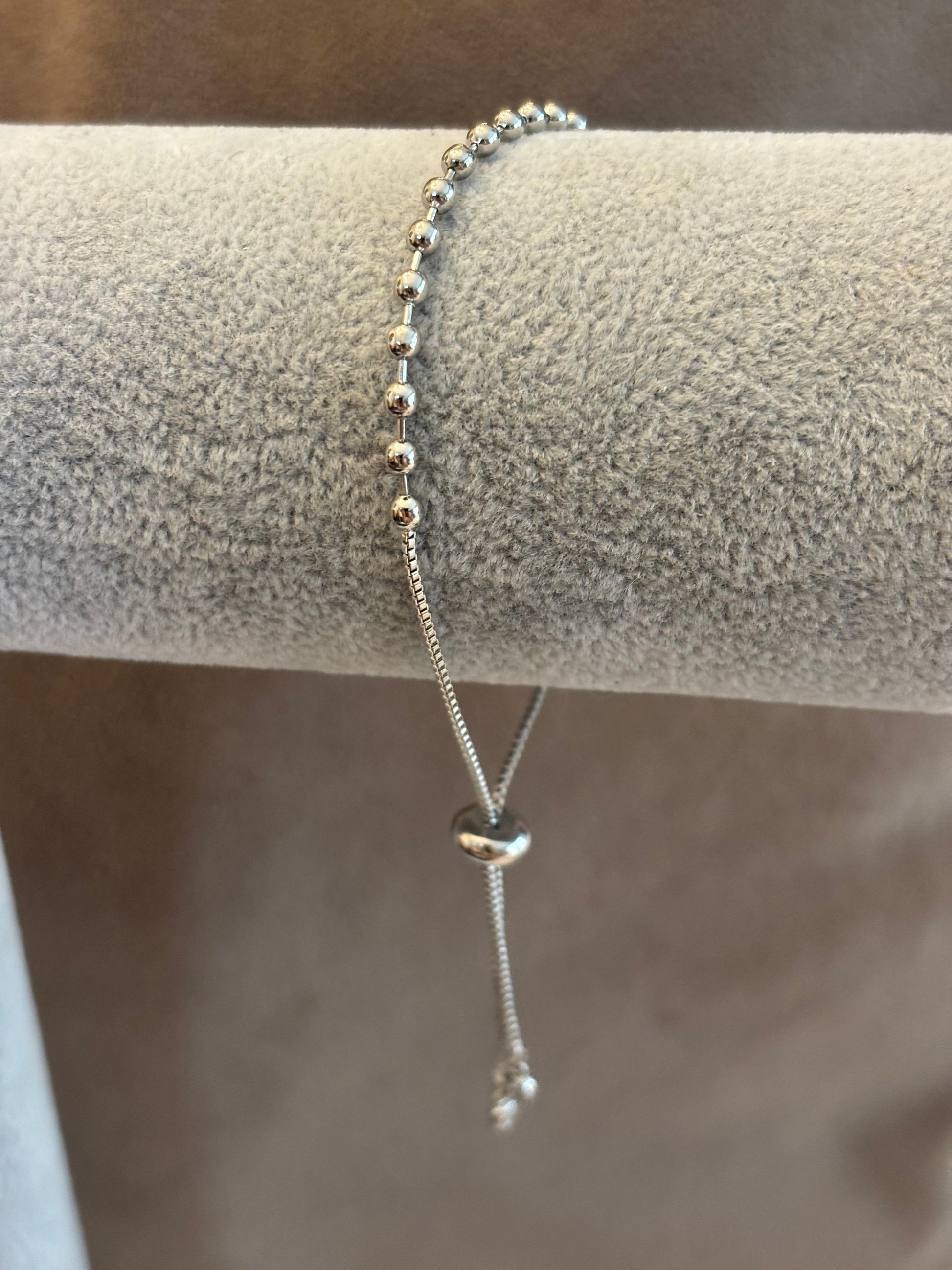 Pulsera bolitas chapa de oro 18k