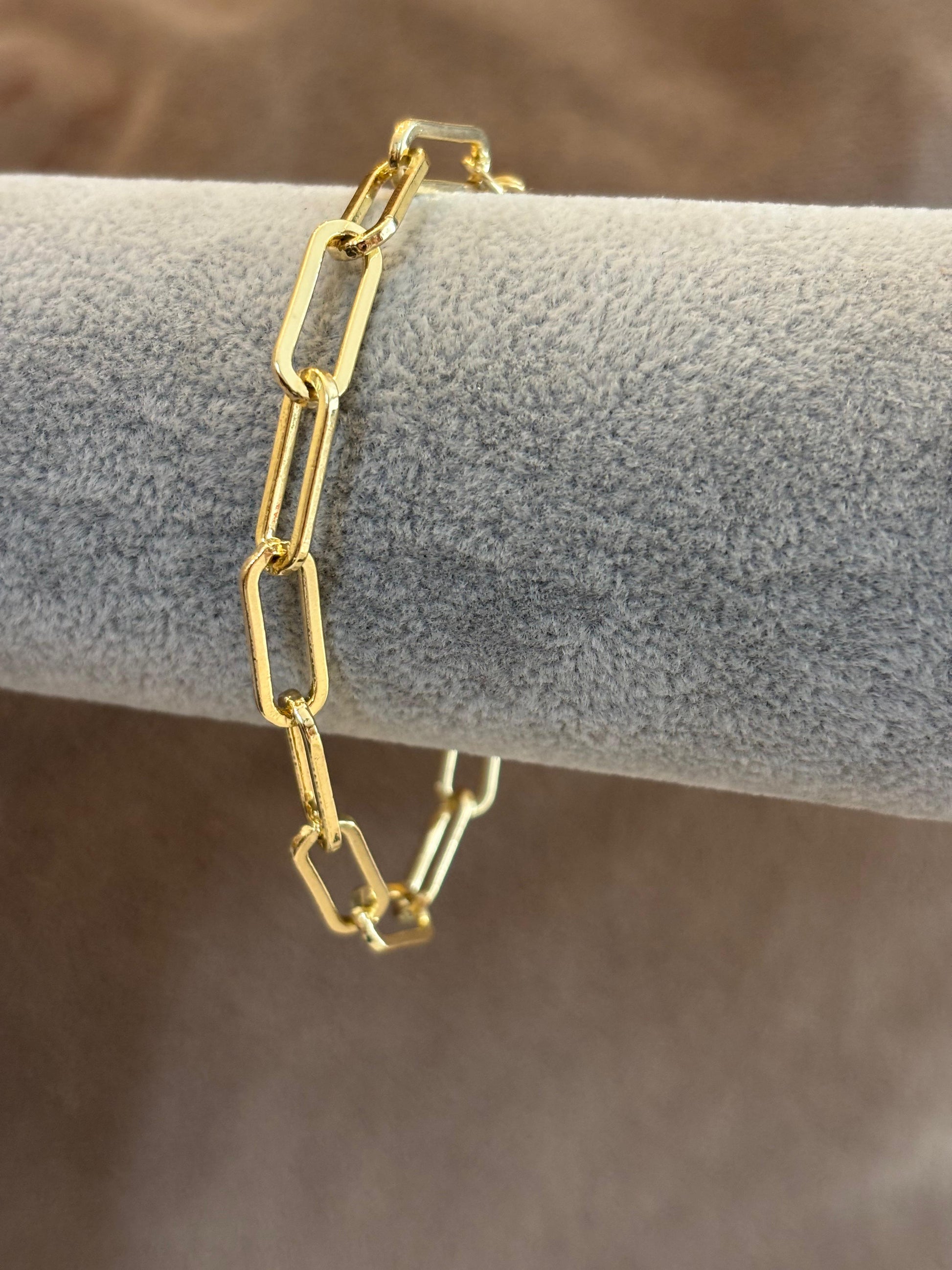 Pulsera eslabones chapa de oro 18k