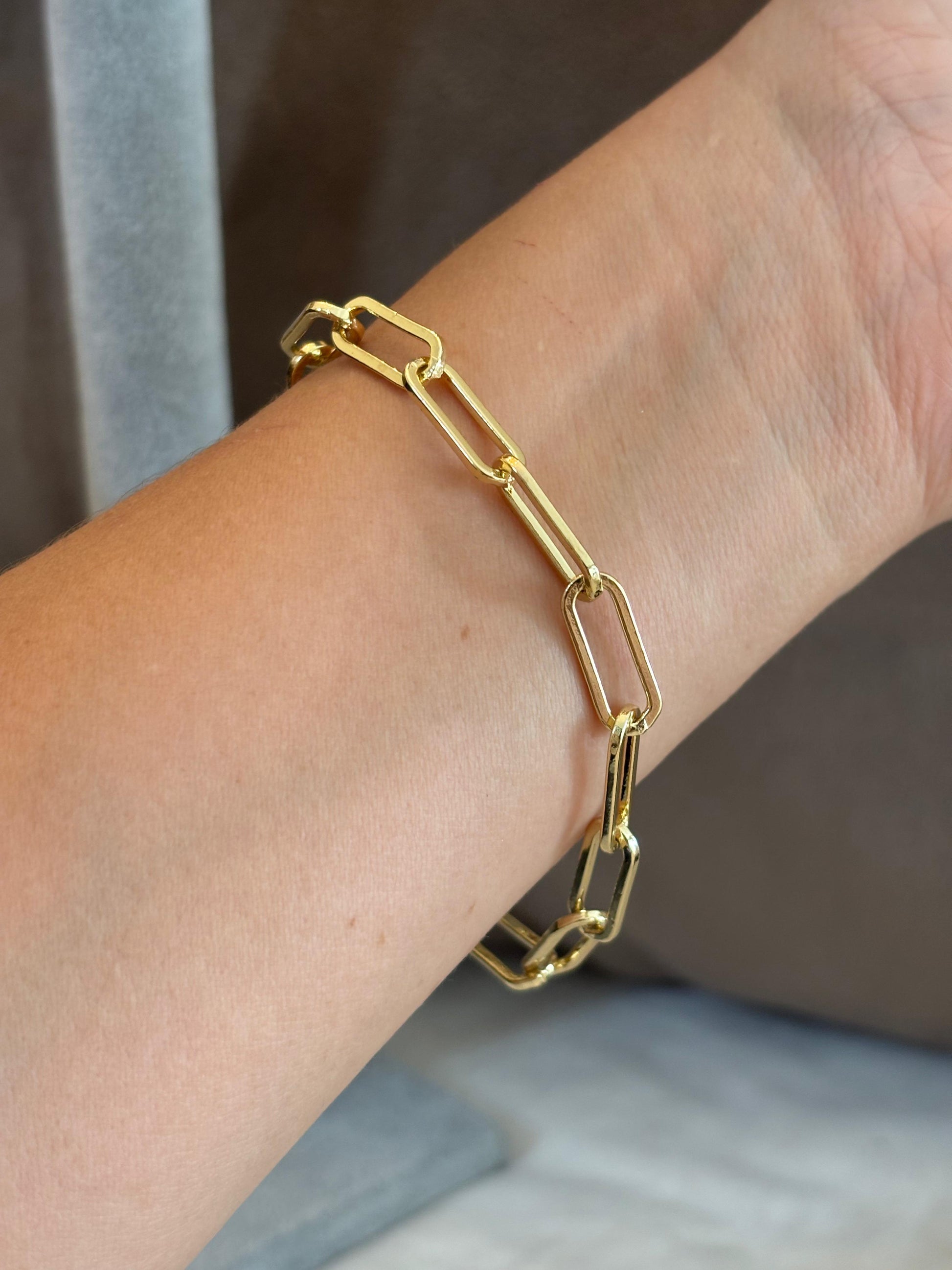 Pulsera eslabones chapa de oro 18k