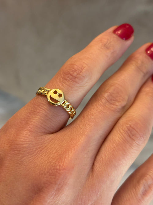 Anillo cadena con carita feliz